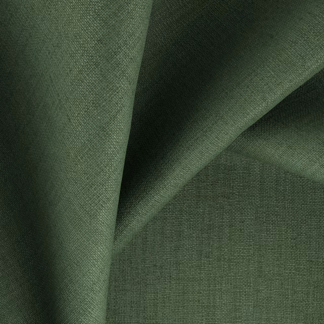 Deep evergreen woven swatch with fine crosshatch texture and folded drape