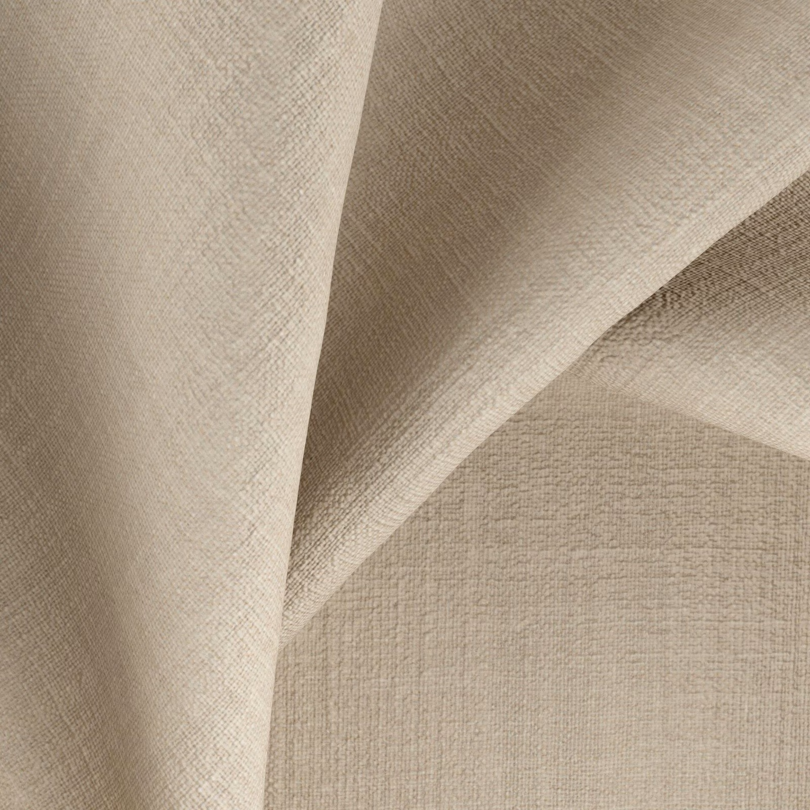 Warm beige Casual Flax textile with fine crosshatch weave and soft folds