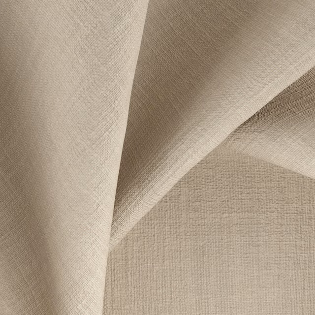 Warm beige Casual Flax textile with fine crosshatch weave and soft folds