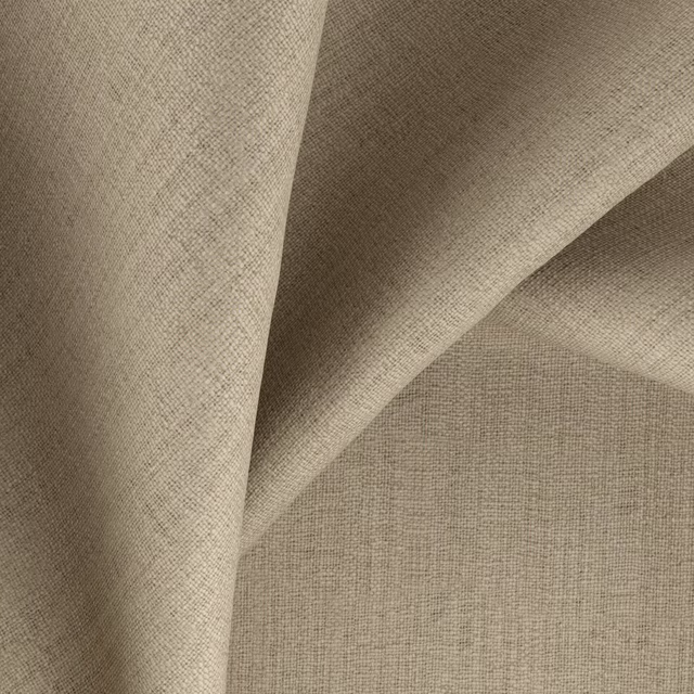 Warm taupe-beige Hessian weave folded to show fine crosshatch texture and soft tonal shadows