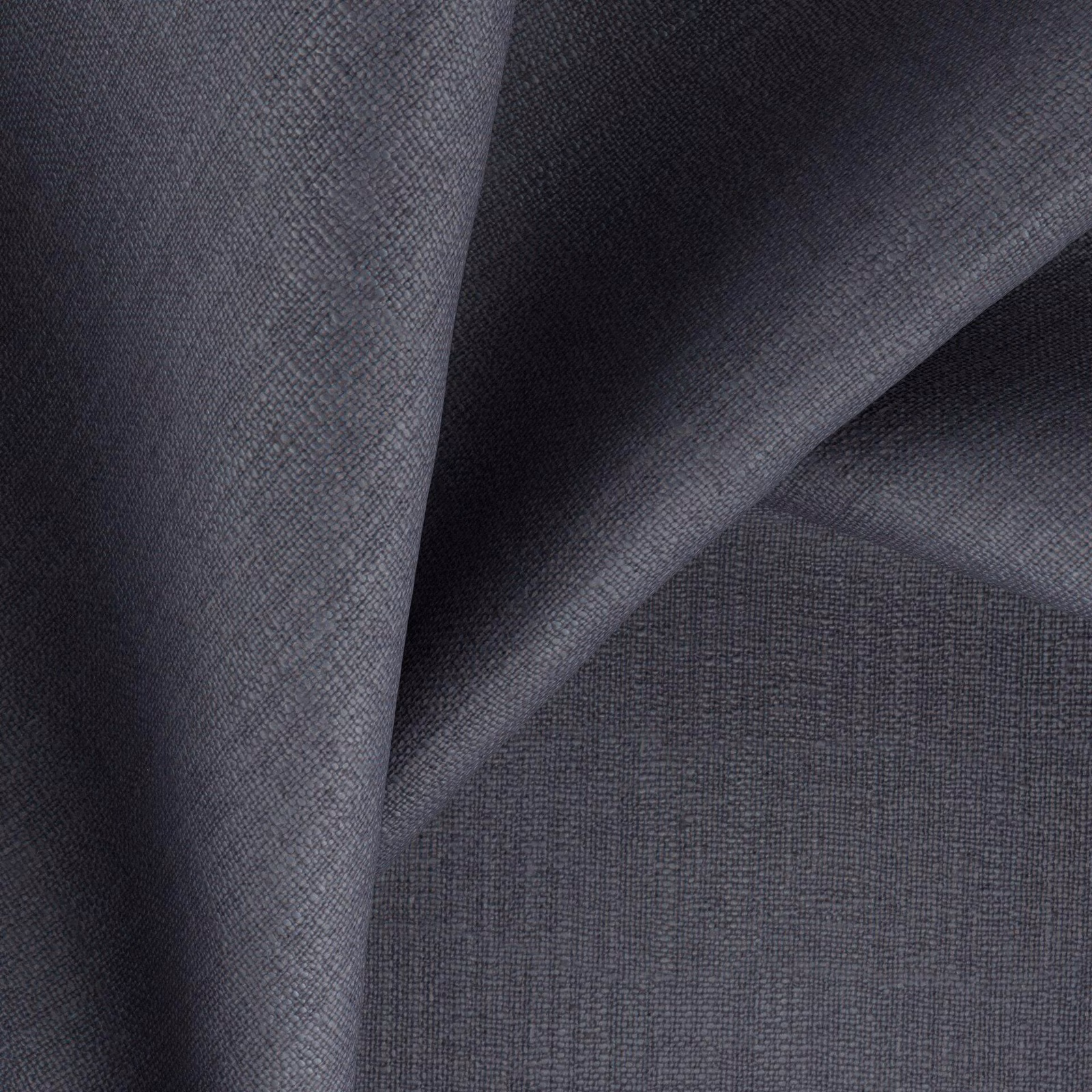 Dark charcoal-grey woven Casual Nightfall fabric showing fine texture and soft folded shadows