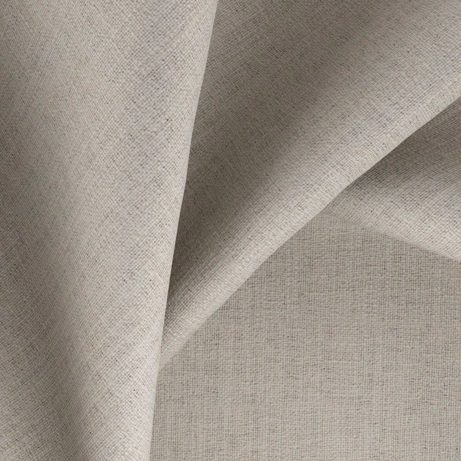 Warm putty-grey finely woven textile with softly folded, lightly textured surface