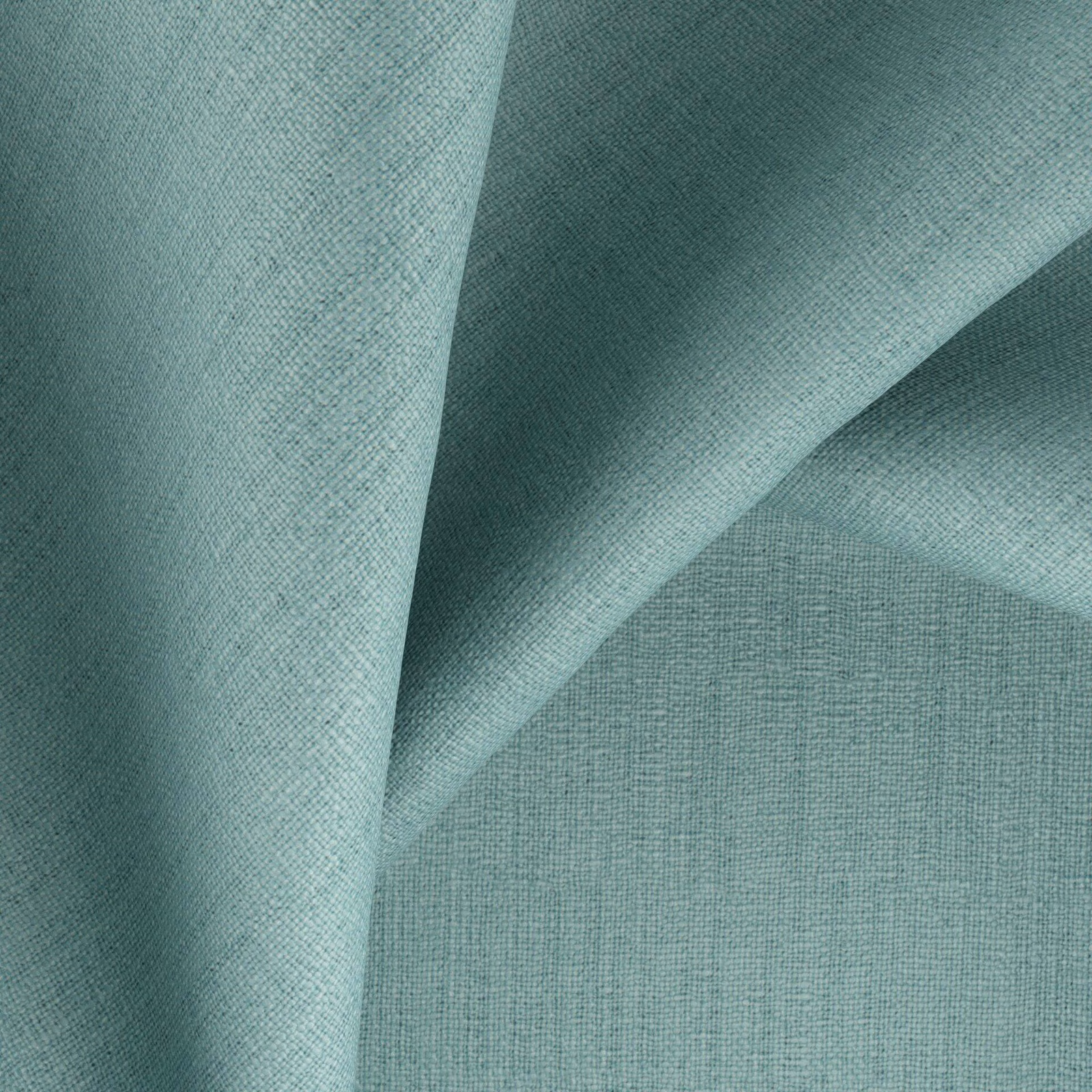 Cool spearmint teal woven fabric with fine crosshatch texture in folded swatch