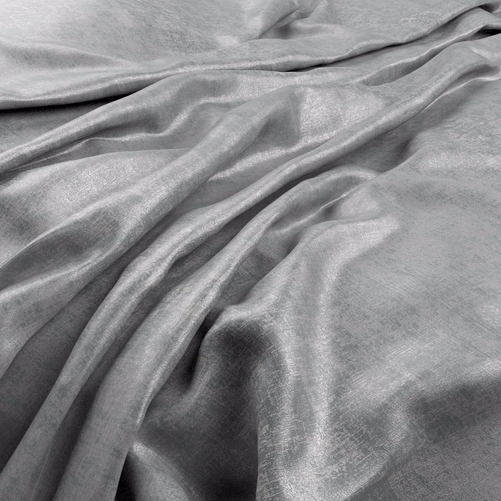 Cool blue-grey Centaurus fabric with softly mottled sheen in loose flowing folds