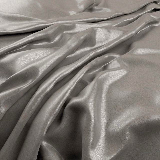 Cool silver-grey satin-like fabric gathered into reflective, fluid folds