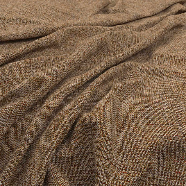 Warm taupe-brown Chanel Autumn fabric with fine flecked woven texture in draped folds