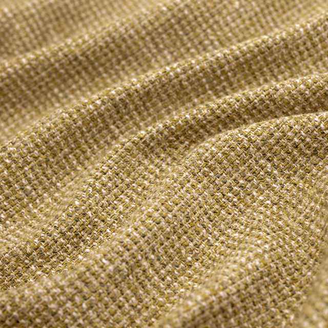Warm ochre Chanel fabric with taupe flecks and chunky raised weave