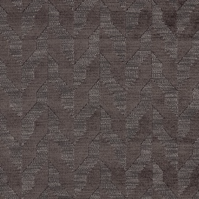 Brown geometric woven upholstery fabric with chevron and herringbone texture