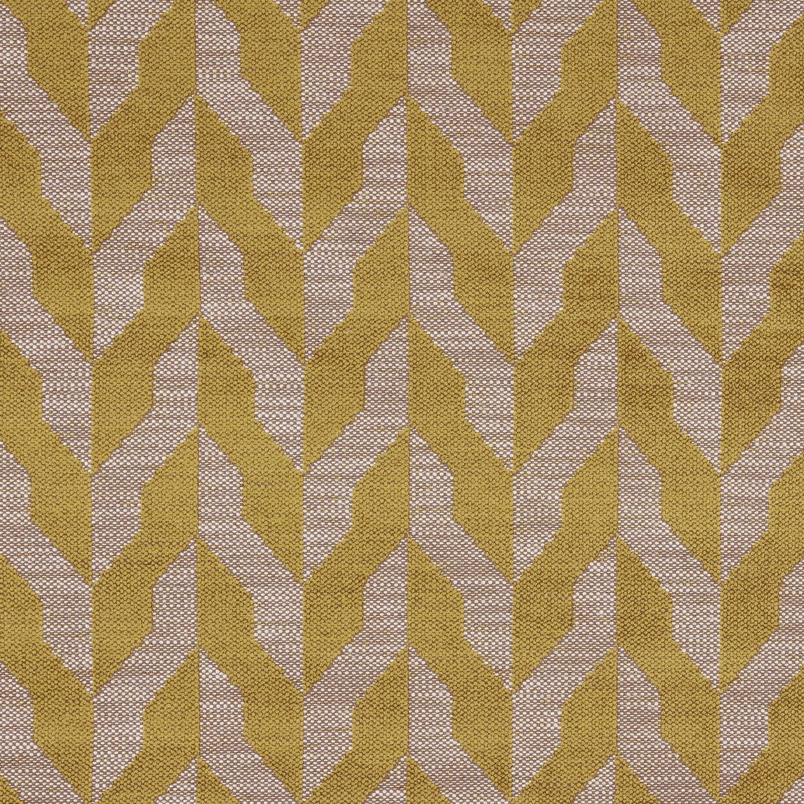 Saffron gold chevron geometric weave on a pale taupe ground