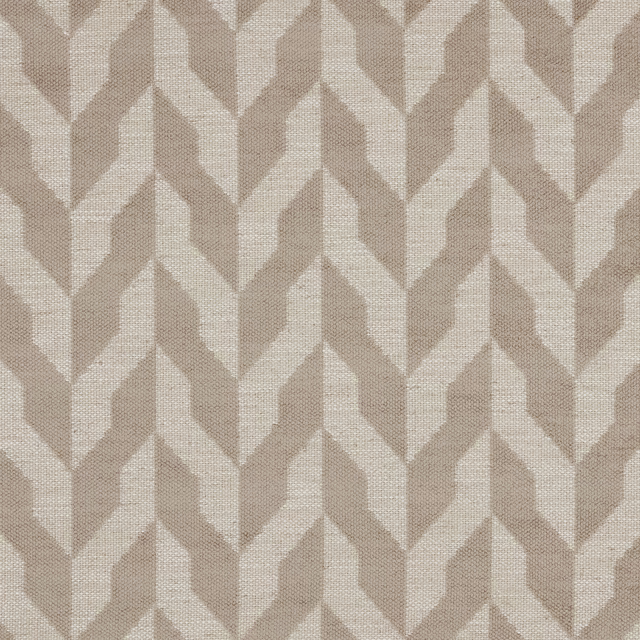Taupe geometric woven upholstery fabric with a soft beige contrast pattern