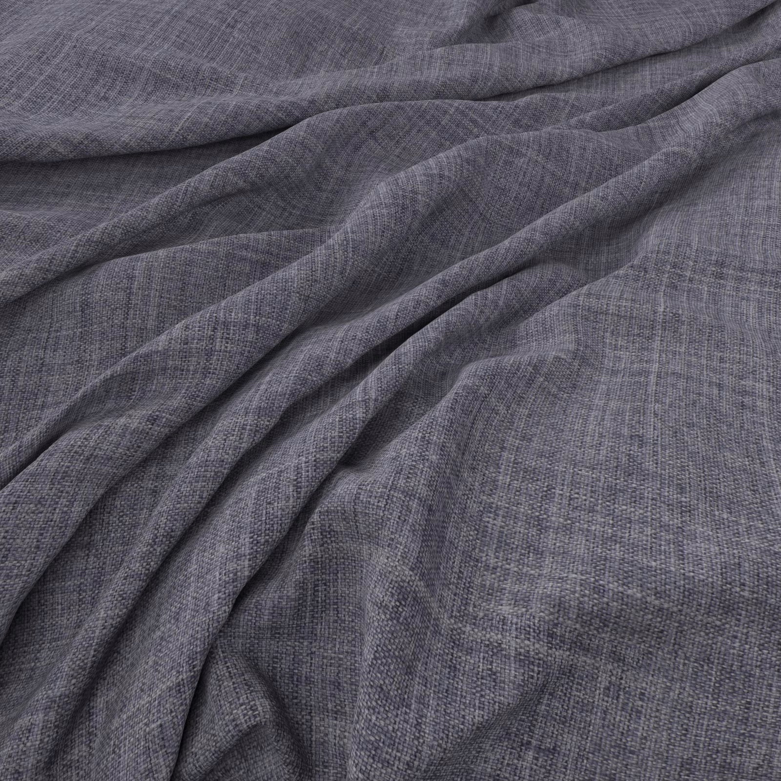 Smoky blue-grey Chiltern fabric draped to show its fine crosshatch weave