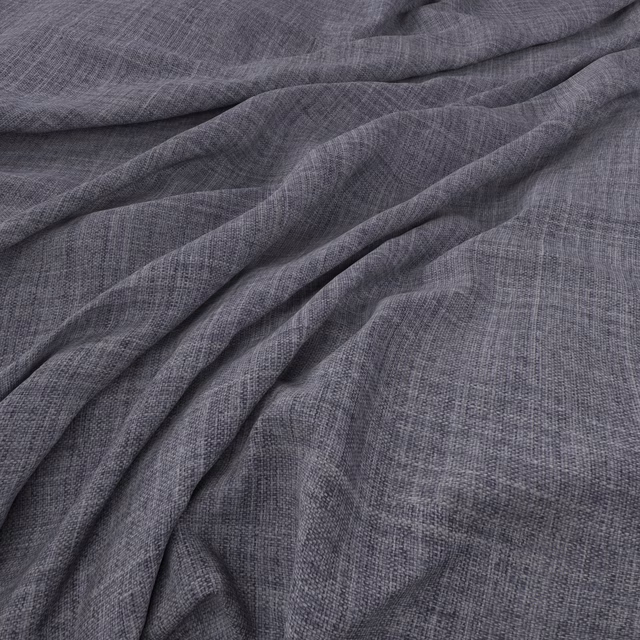 Smoky blue-grey Chiltern fabric draped to show its fine crosshatch weave