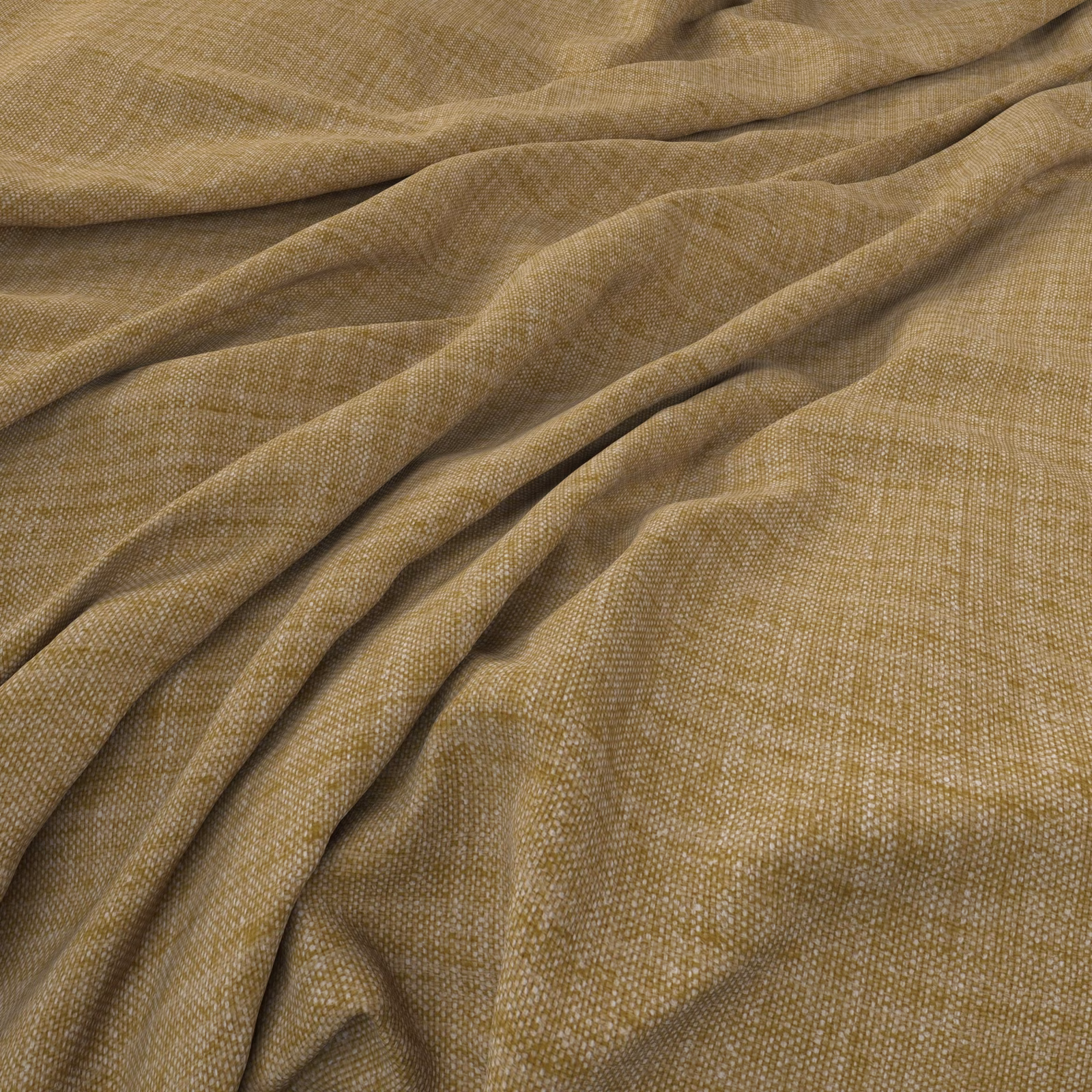 Warm buttercup ochre textile with a fine woven grid and soft folds