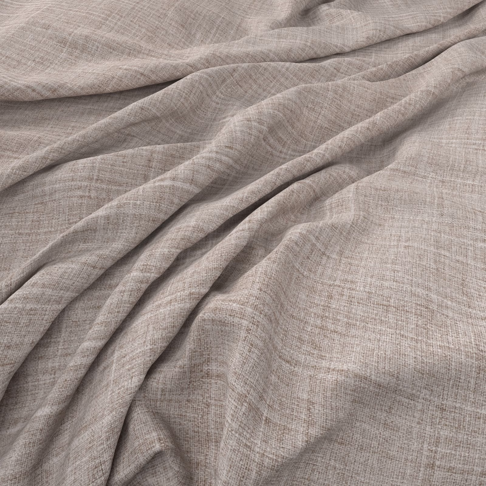 Soft feather taupe-grey fabric showing fine crosshatch weave in flowing folds