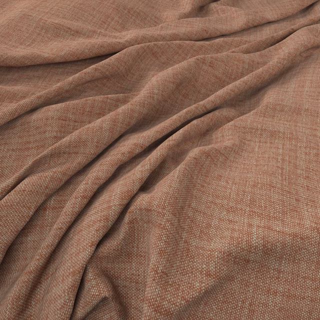 Close-up of muted clay-brown woven fabric draped in soft folds