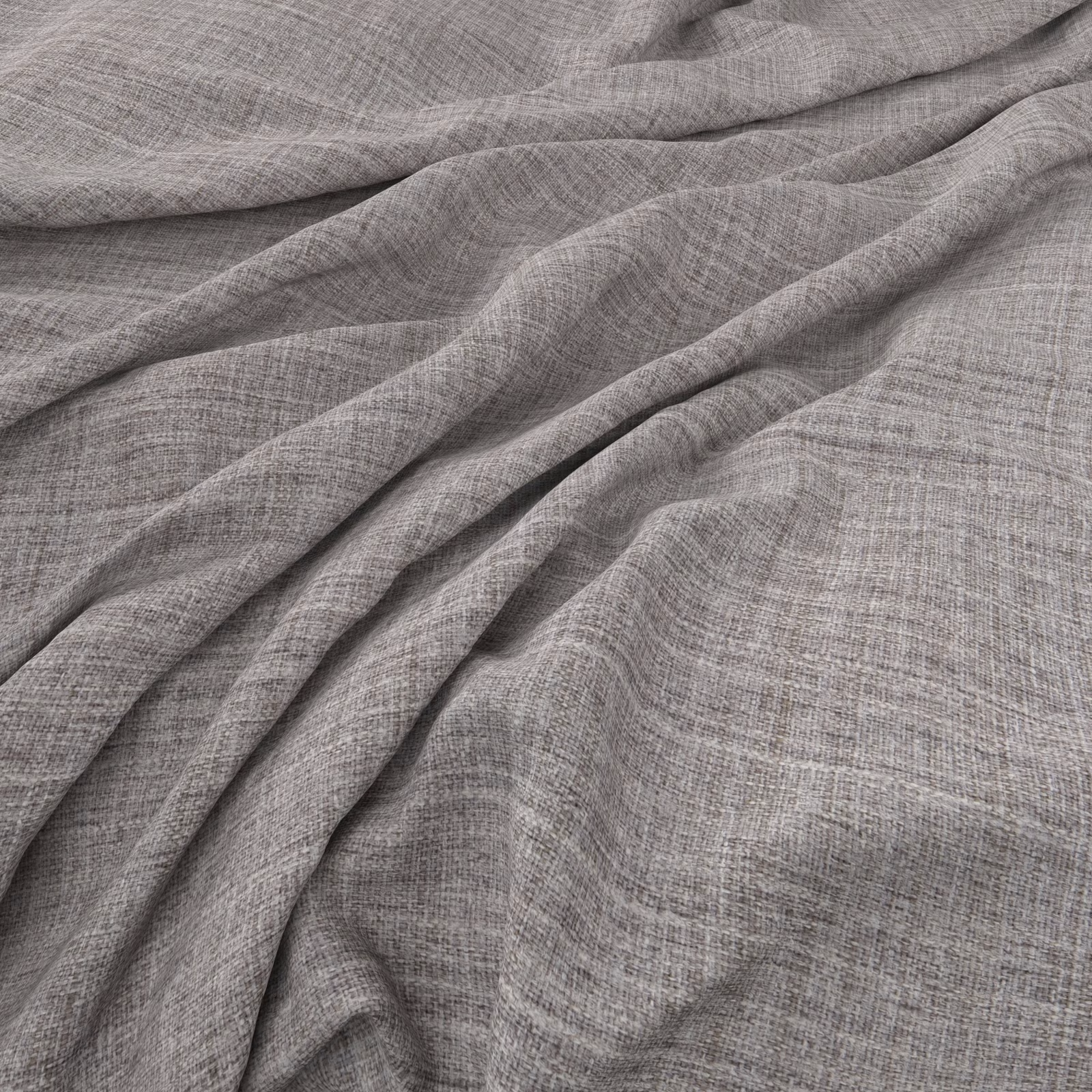 Gathered cool grey fabric showing a fine cross-woven texture and fluid folds
