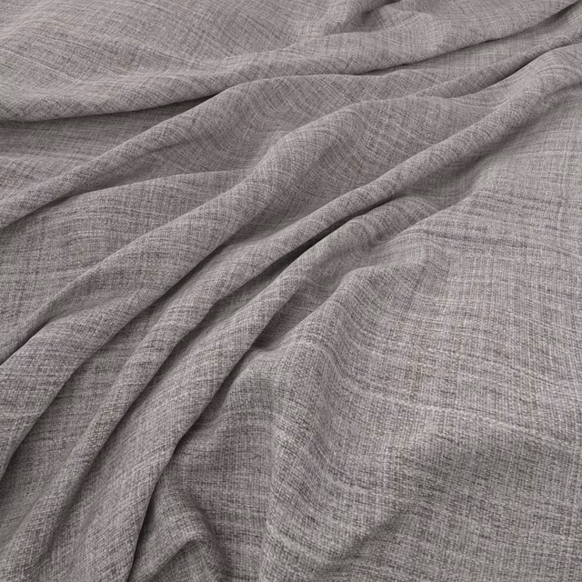 Gathered cool grey fabric showing a fine cross-woven texture and fluid folds