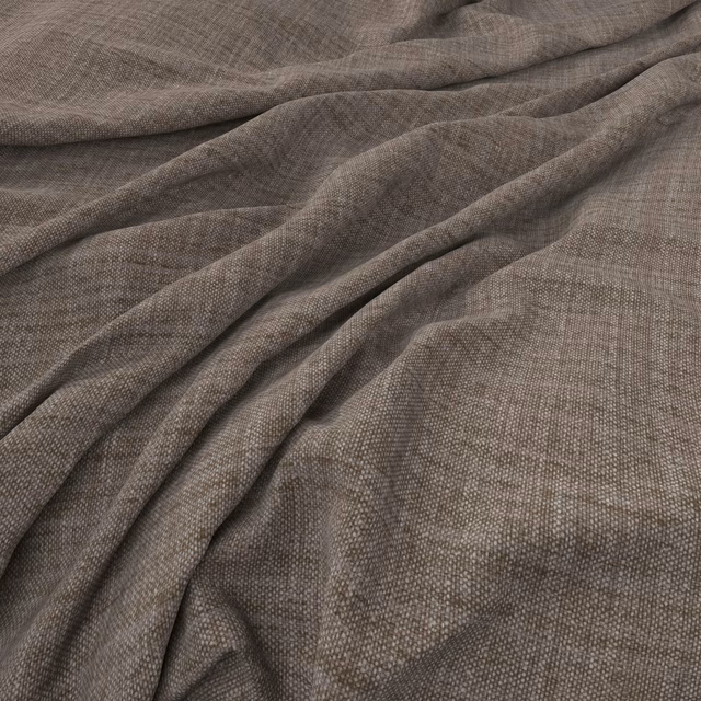 Warm taupe crosshatched weave falling into soft, deep fabric folds