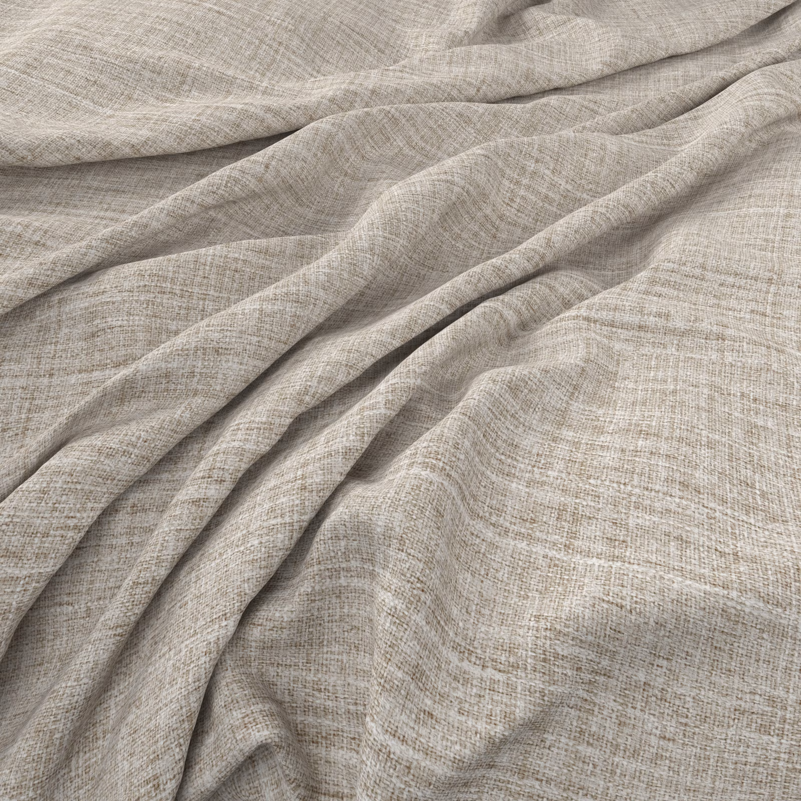 Pale greige taupe cloth with fine crosswoven texture gathered in soft folds