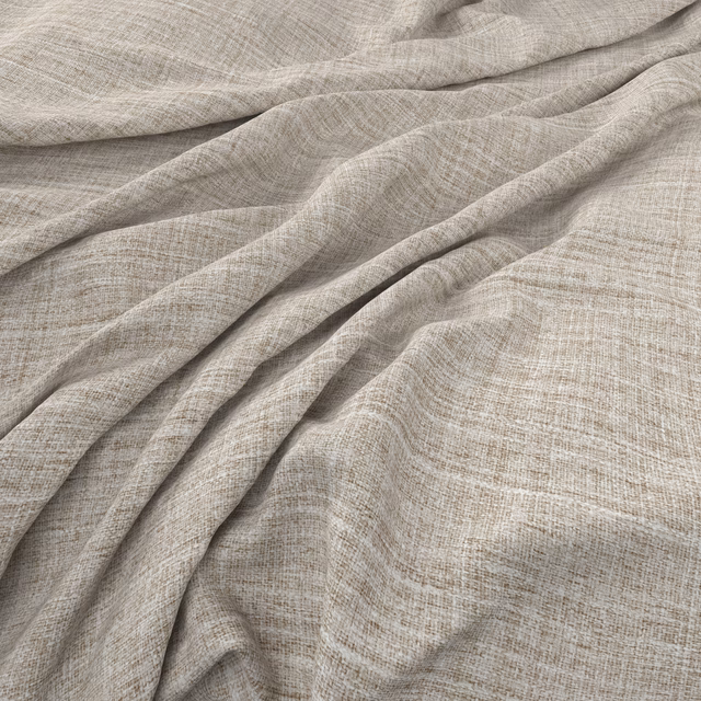 Pale greige taupe cloth with fine crosswoven texture gathered in soft folds