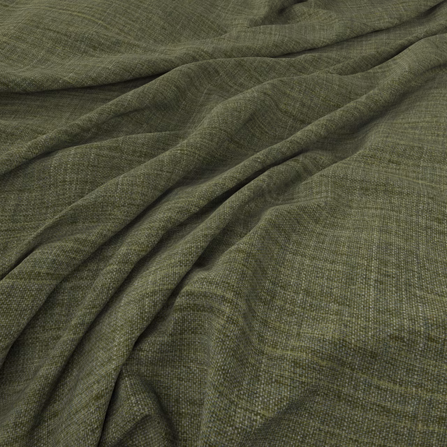 Muted olive-green woven fabric with soft folds and a finely mottled texture