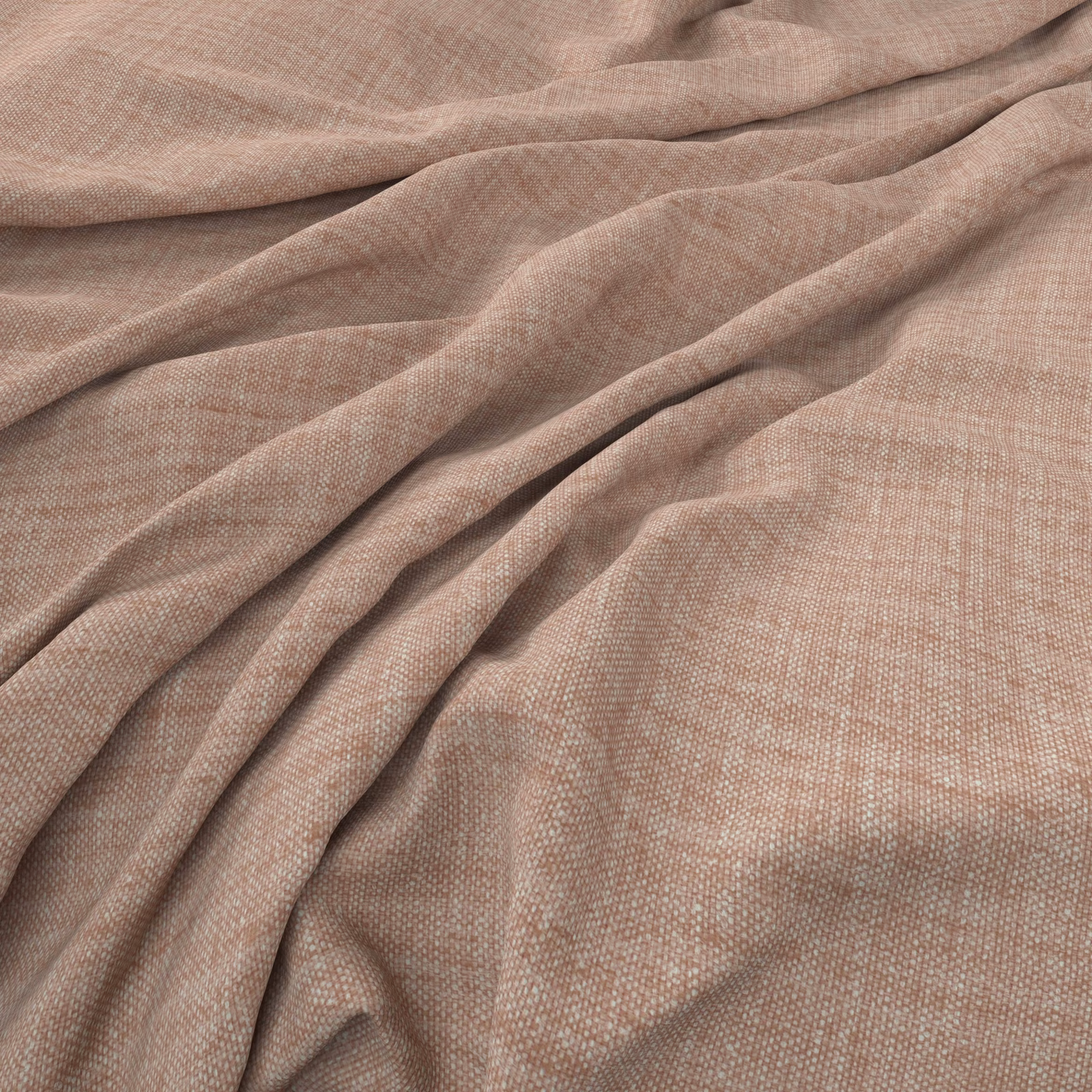 Warm shell-taupe woven fabric shown in soft, fluid folds with subtle crosshatch texture