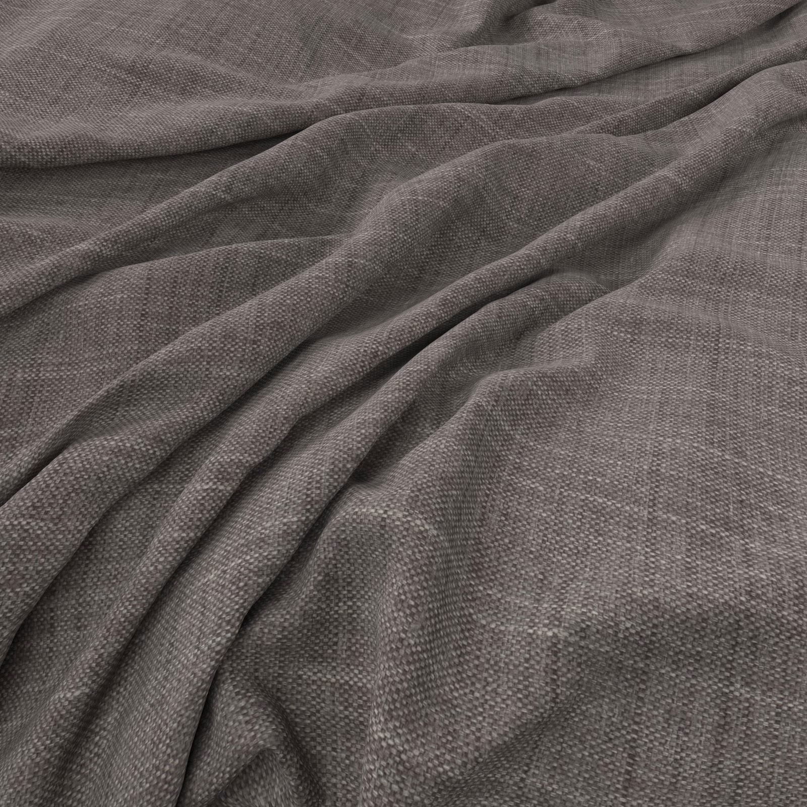 Close-up of cool steel-grey Chiltern fabric with fine crosshatch weave in soft folds