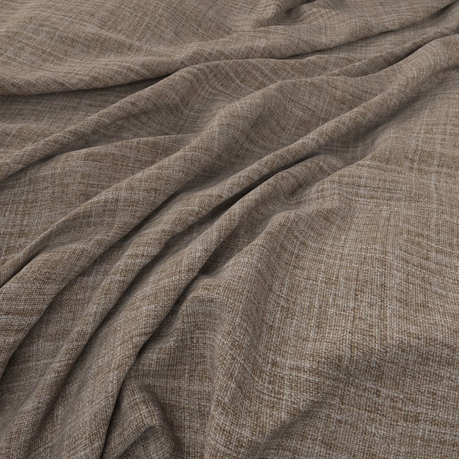 Warm taupe-brown Chiltern fabric showing a fine heathered crosshatch weave in soft folds