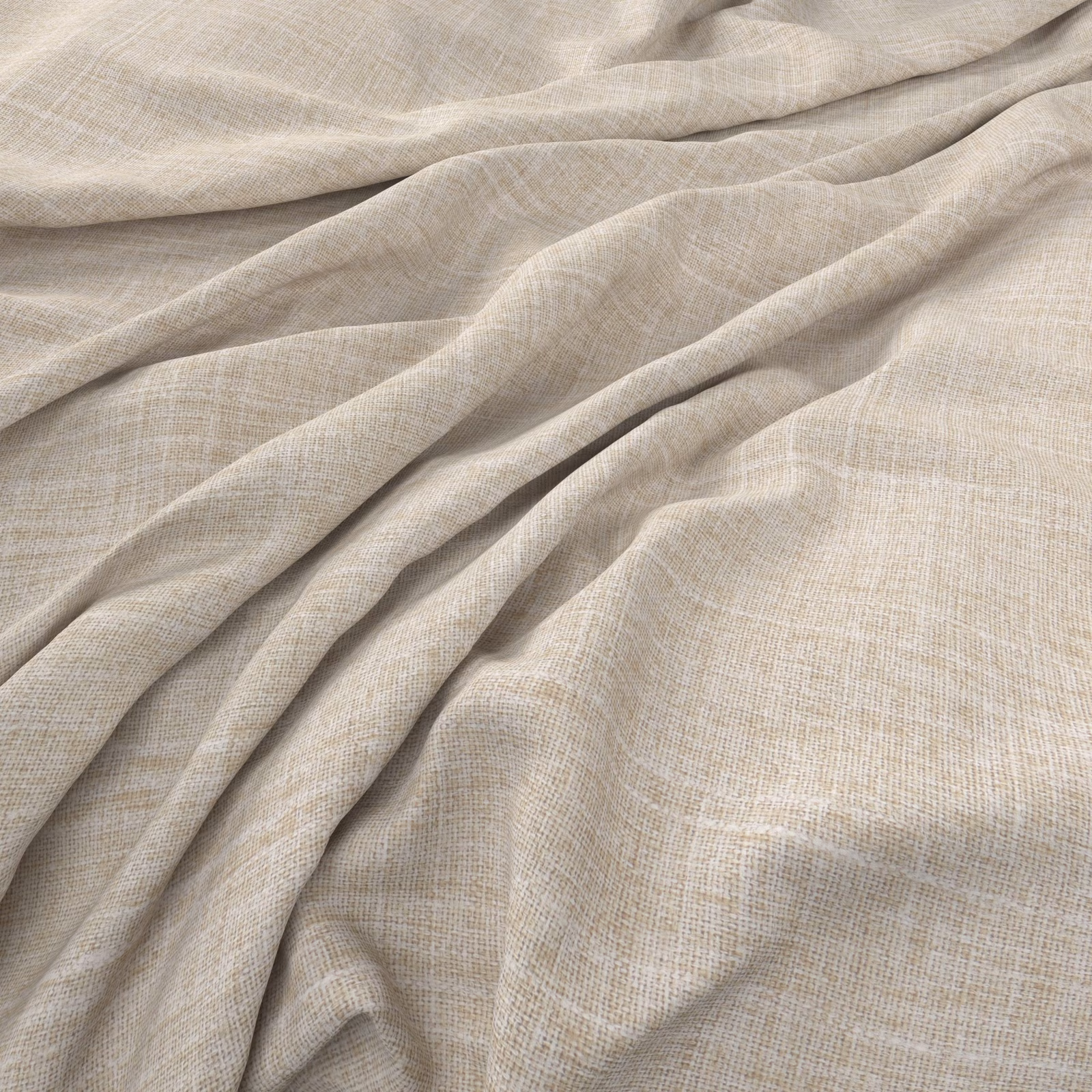Warm vanilla-cream fabric with a fine crosshatched weave falling in soft folds