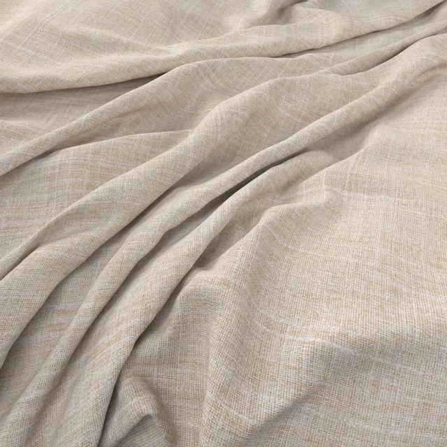 Warm vanilla-cream fabric with a fine crosshatched weave falling in soft folds