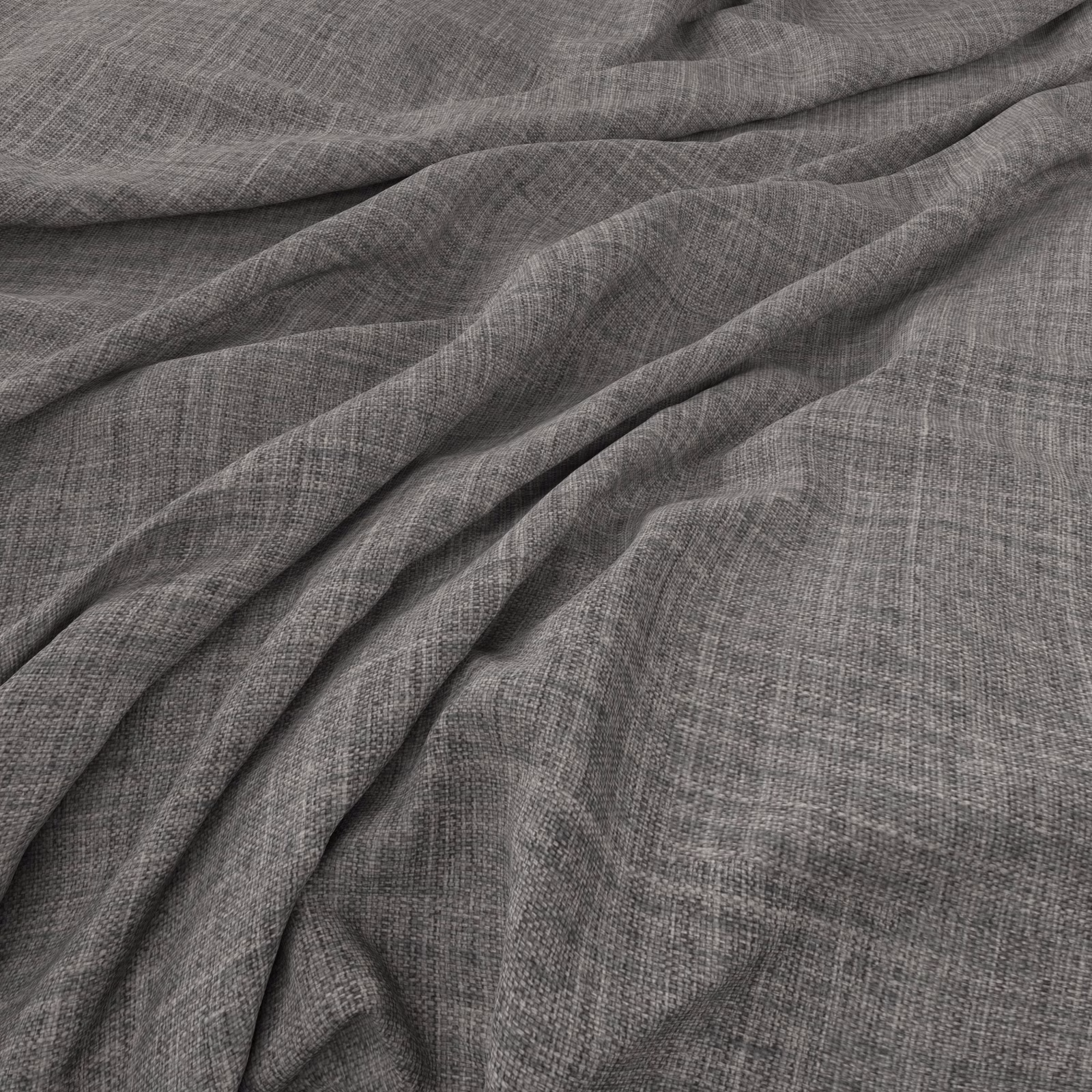 Cool zinc-grey woven textile draped in soft folds with fine crosshatch texture