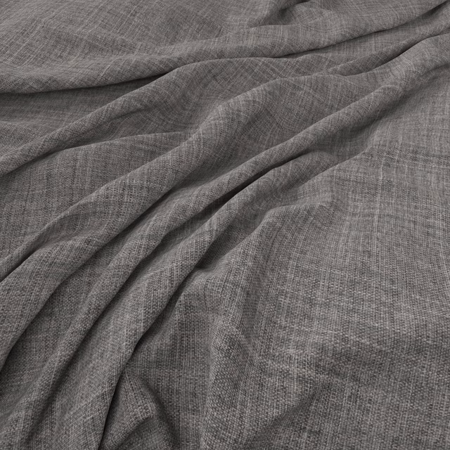 Cool zinc-grey woven textile draped in soft folds with fine crosshatch texture