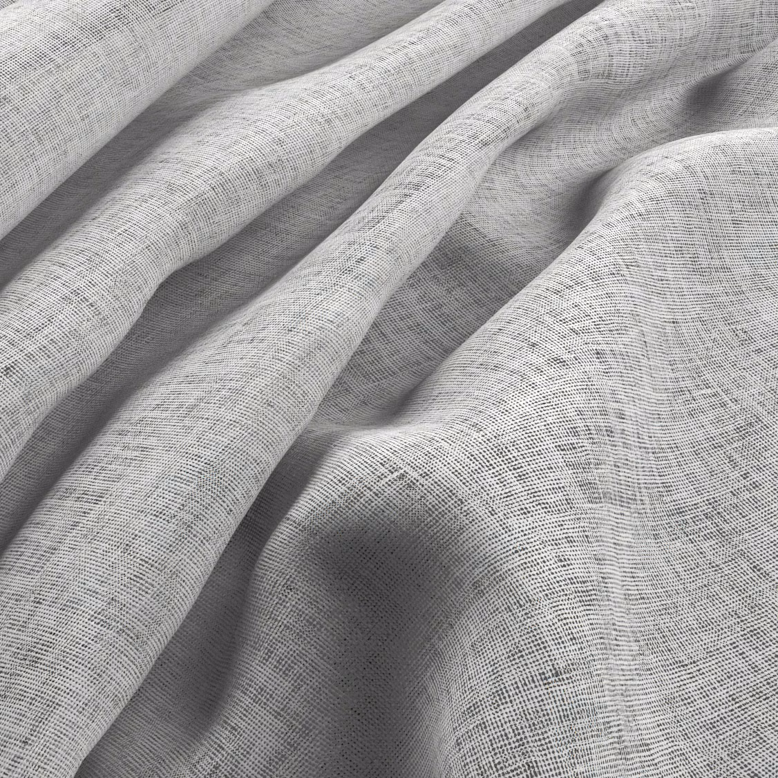 Pale cool-grey fabric with a fine crosshatched weave folded into soft draped ridges