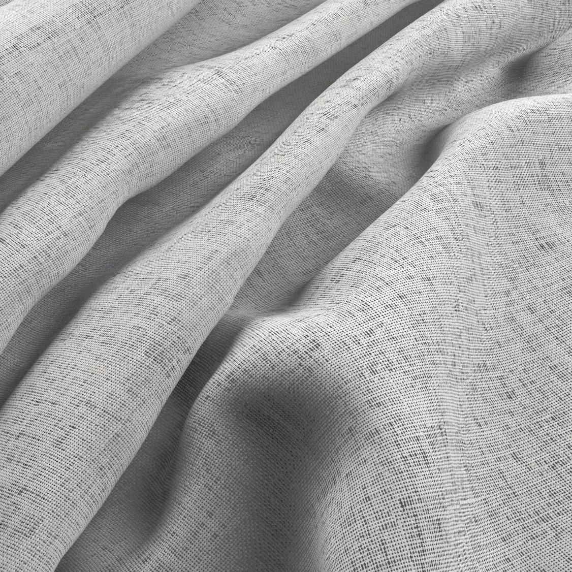 Cool pale grey woven cloth with fine charcoal crosshatch texture in soft folds