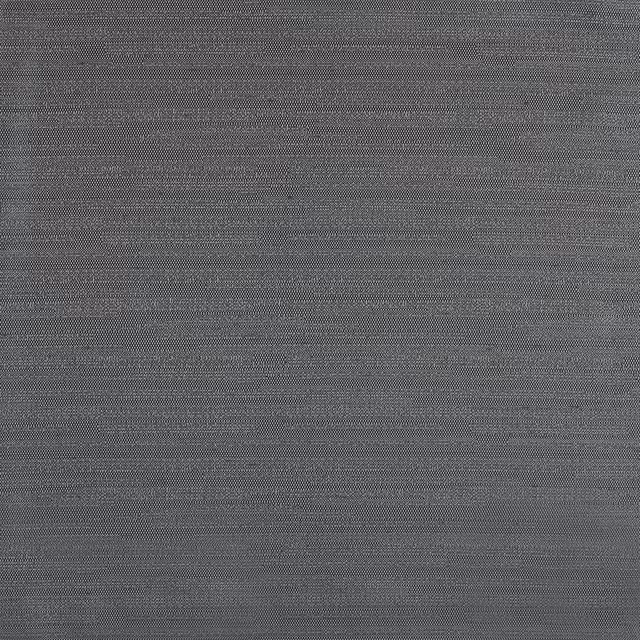 Close view of cool pewter-grey fabric with fine horizontal woven texture
