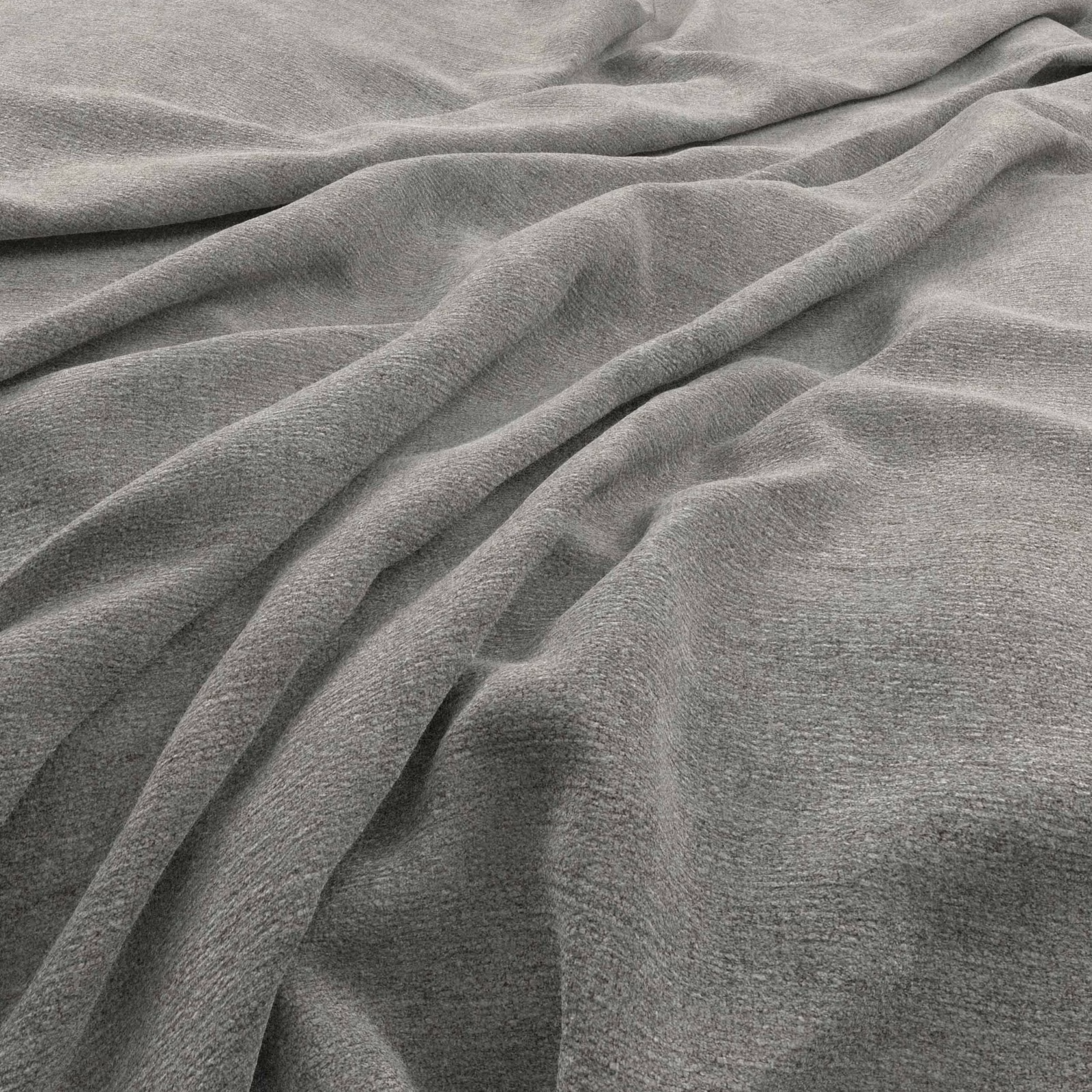 Soft mid-grey Ciaga fabric with fine woven texture arranged in fluid folds