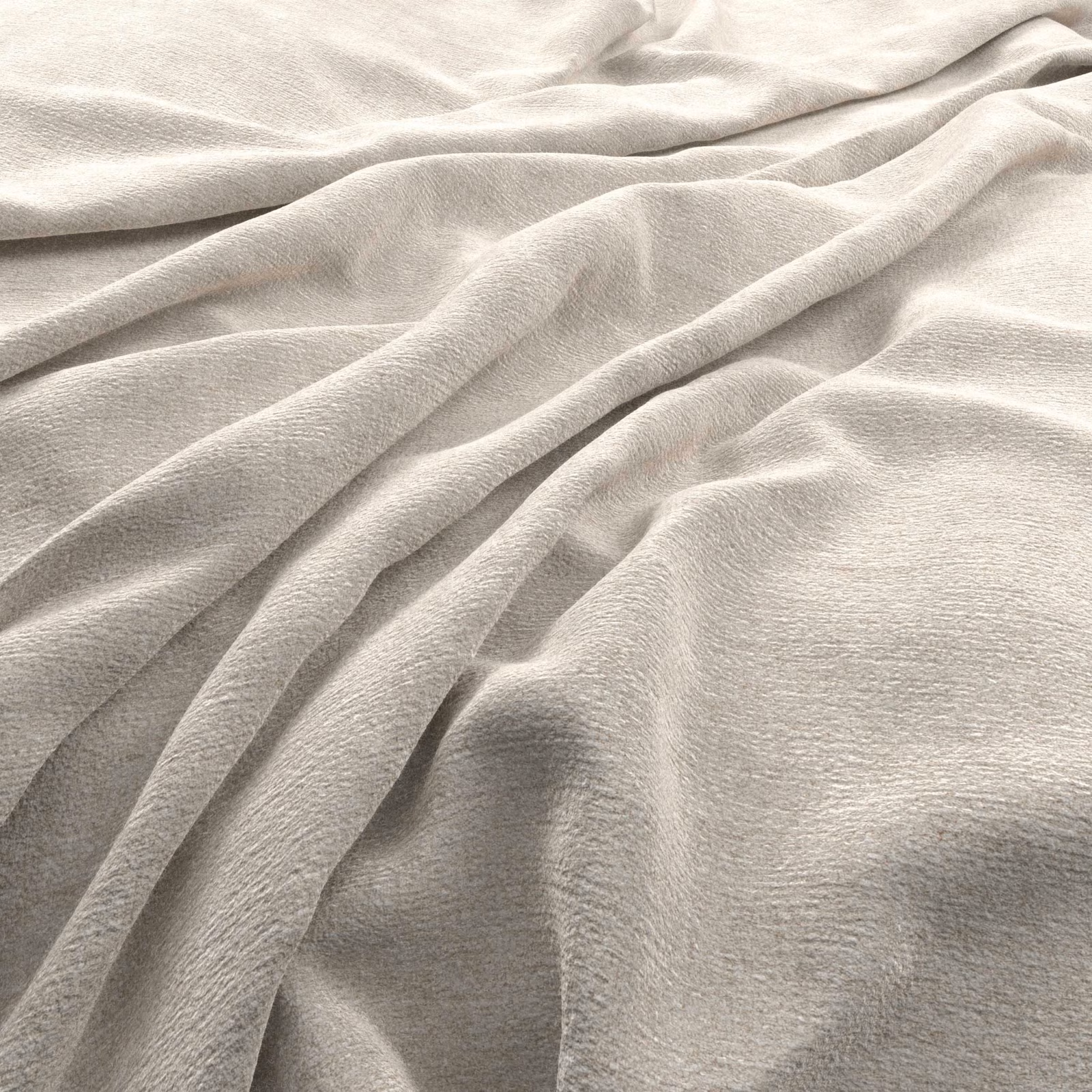 Warm ivory fabric with a fine brushed texture draped into soft, fluid folds