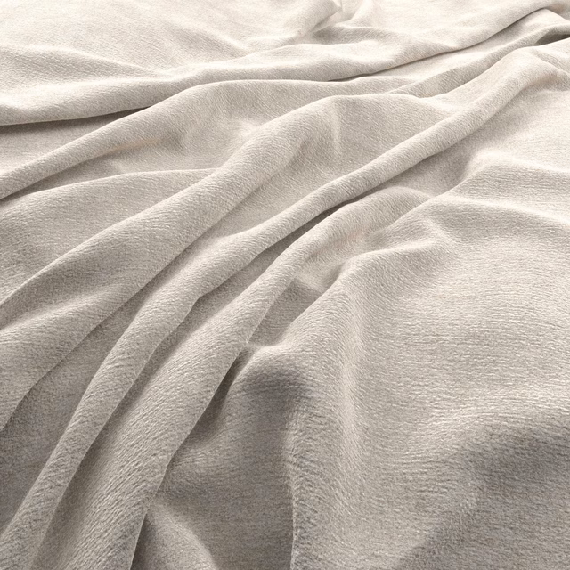 Warm ivory fabric with a fine brushed texture draped into soft, fluid folds