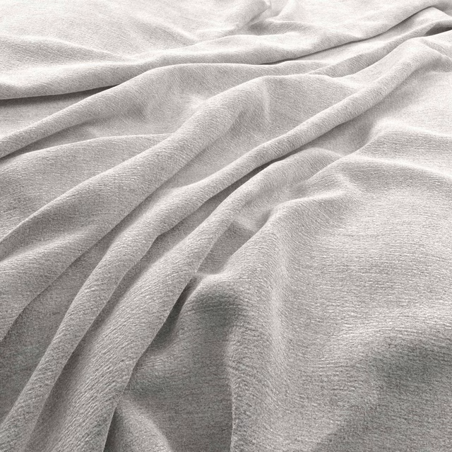 Pale silver-grey fabric with fine brushed weave gathered into soft flowing folds