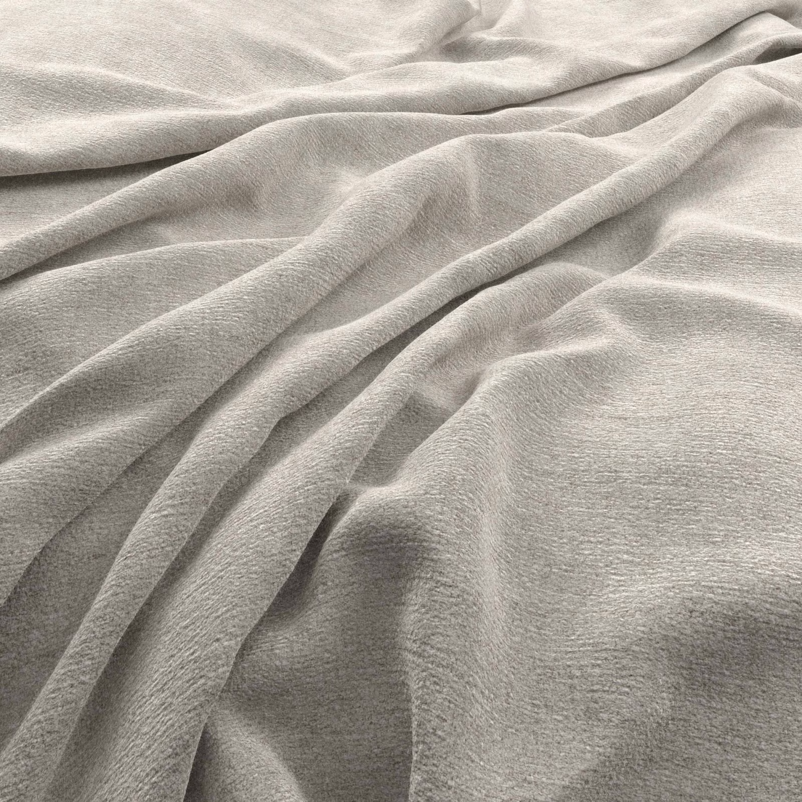 Pale warm greige Ciaga fabric gathered into softly rippled, fine-textured folds