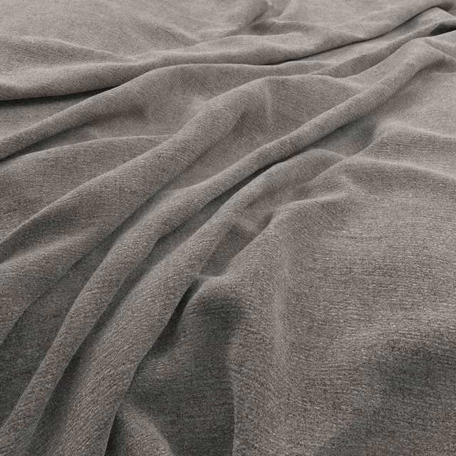 Cool titanium-grey textile with fine grain and deep, sculpted draped folds