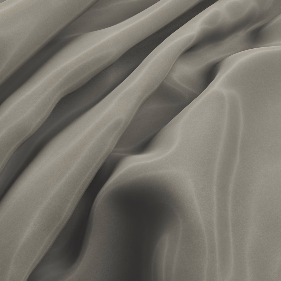 Bronze-taupe satin-sheen fabric falling in soft, fluid folds