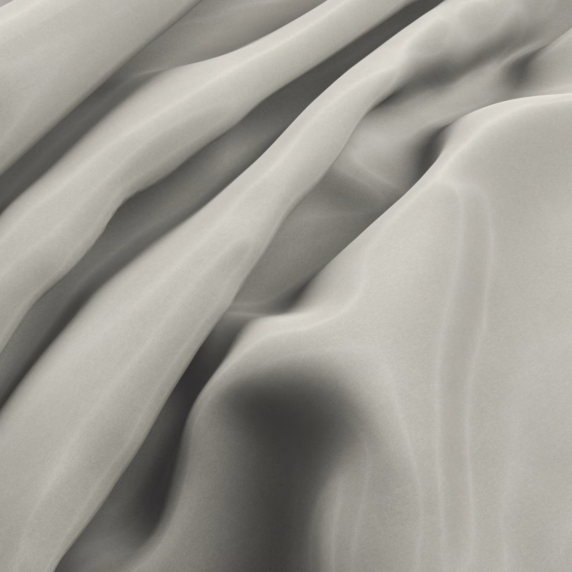 Warm champagne fabric with a smooth lustrous surface flowing through deep folds
