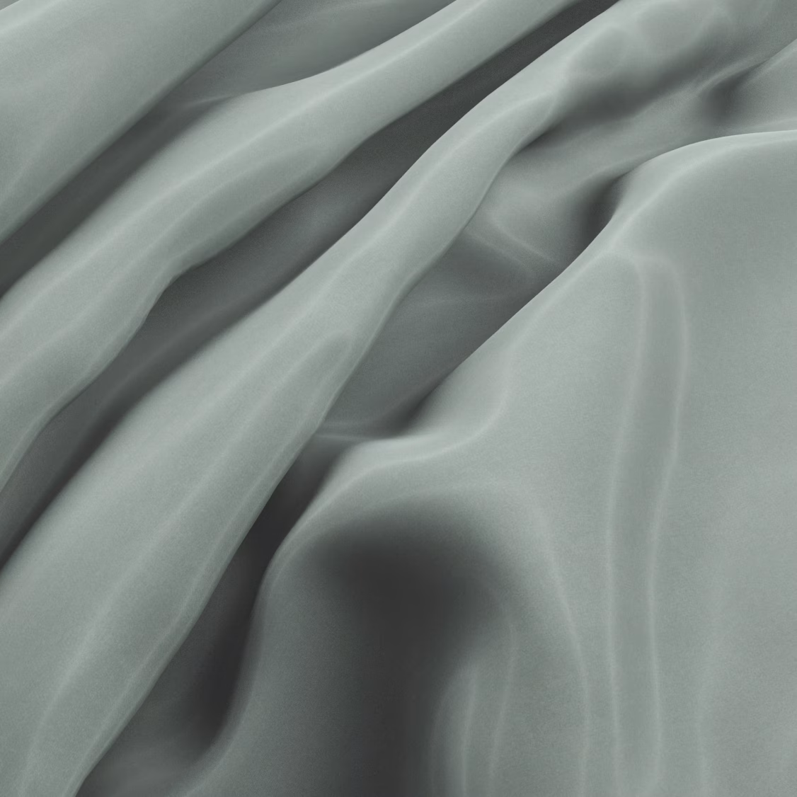 Smooth muted seaglass teal fabric falling in fluid, softly luminous folds