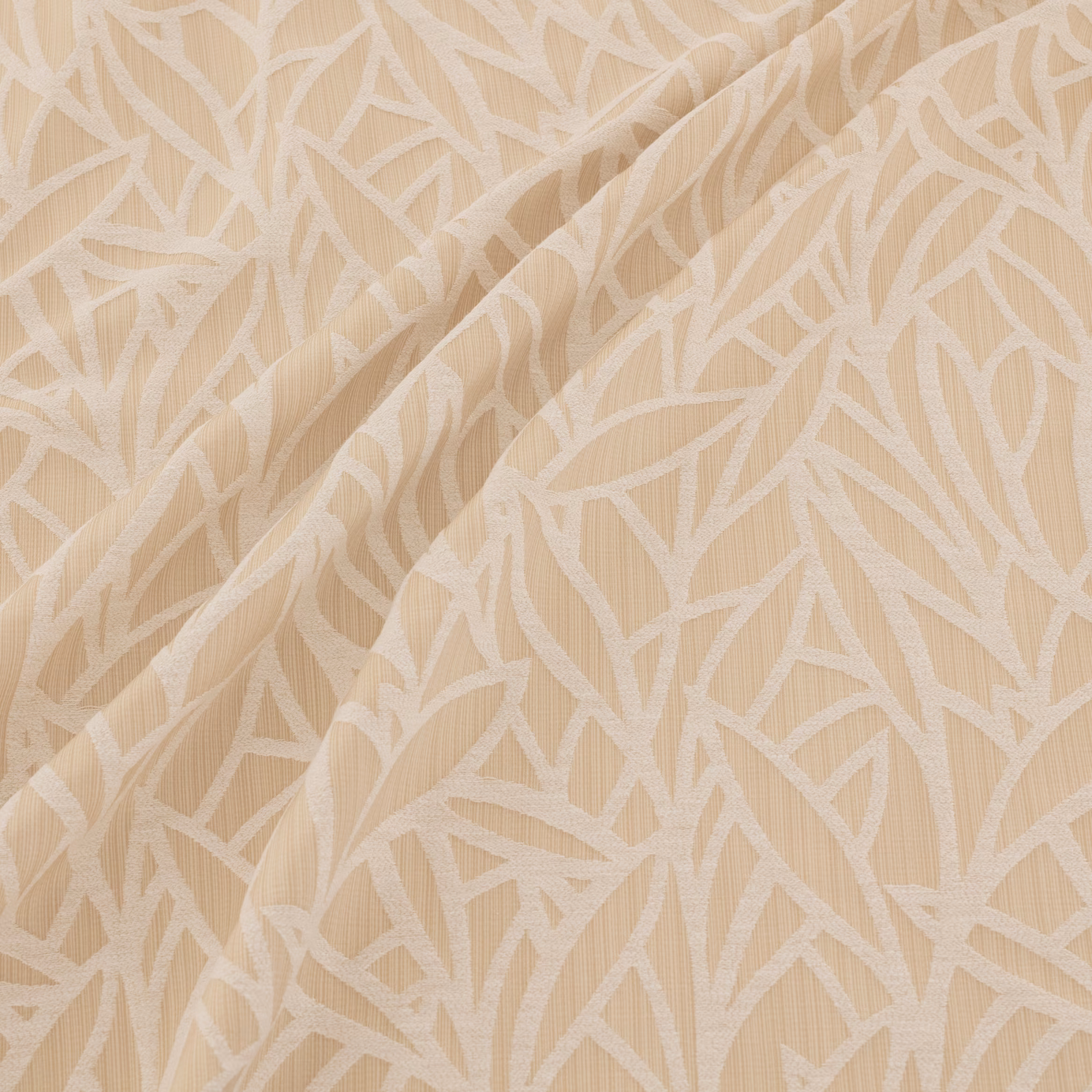 Warm oat-beige textile with ivory branching strokes and subtle vertical ribbing