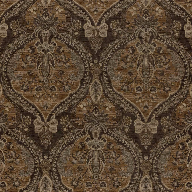 Warm taupe damask textile with charcoal outlines and dense horizontal woven texture