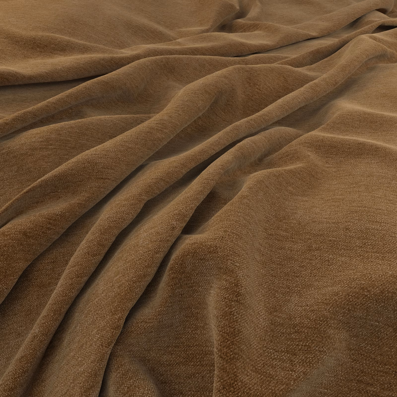 Warm bronze-brown fabric with fine brushed pile arranged in soft folds