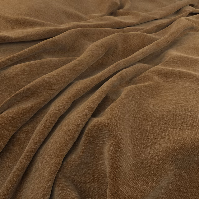 Warm bronze-brown fabric with fine brushed pile arranged in soft folds