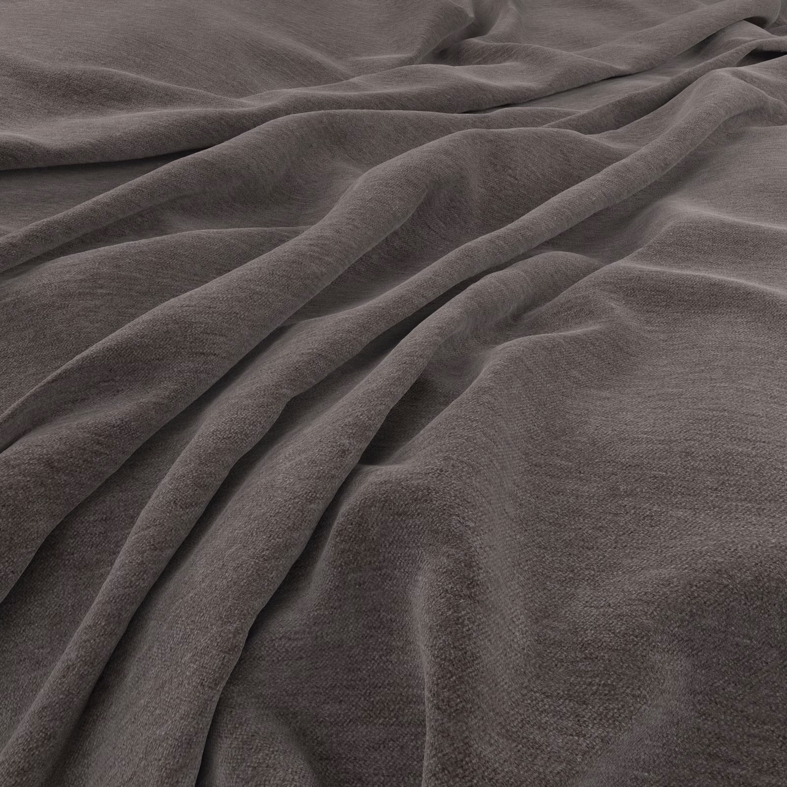 Cool dove-grey fabric with a softly brushed low-pile texture in fluid folds