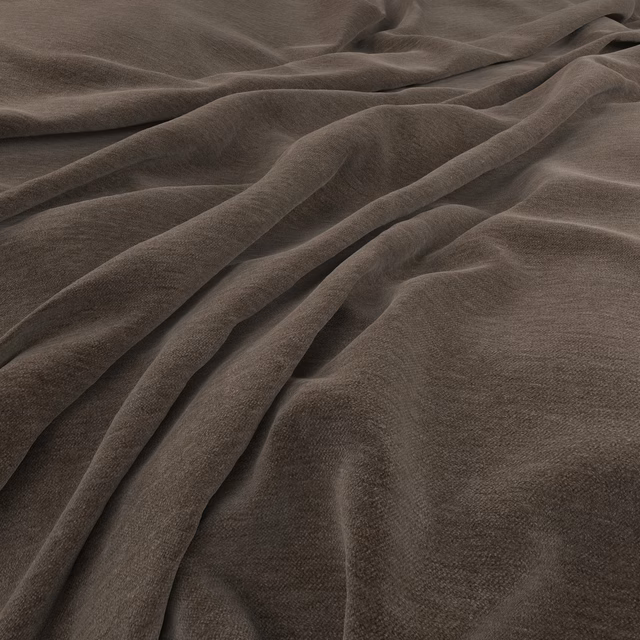 Deep fossil taupe-grey fabric in softly ridged folds with a fine matte texture